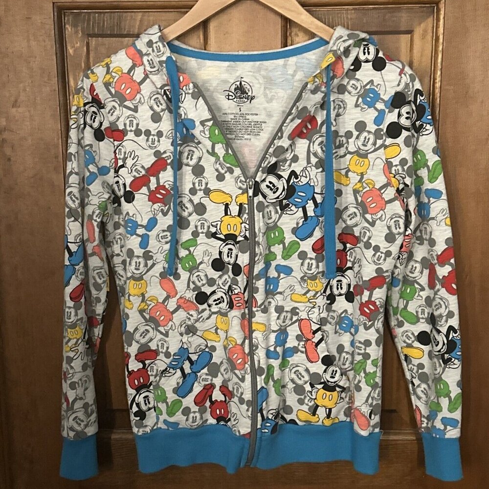 Disney Parks Mickey Mouse Lounge Zip‎ Hoodie for Women Small Allover Pop Art